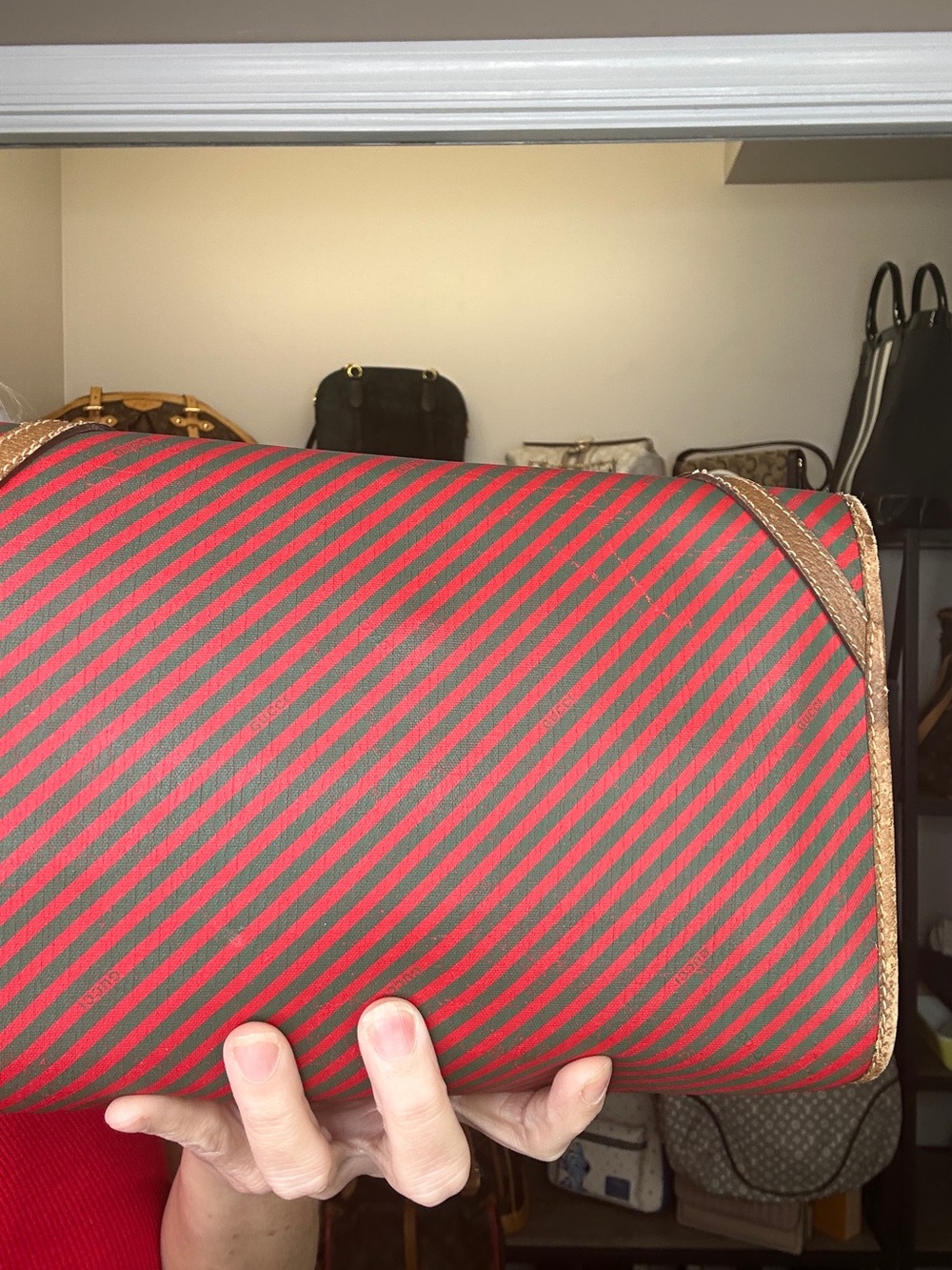 Vintage Gucci Accessory Collection Red Green Stripe Envelope Clutch COA - Picture 3 of 17